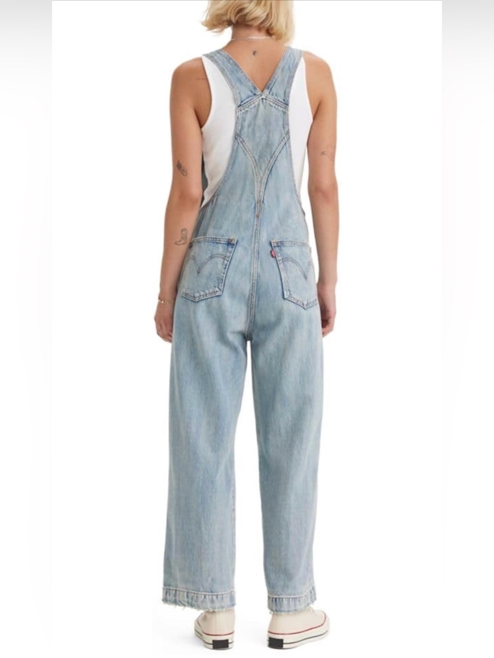 Levi’s Apron Wide Leg Denim Overalls Light Wash Size L - Picture 7 of 8